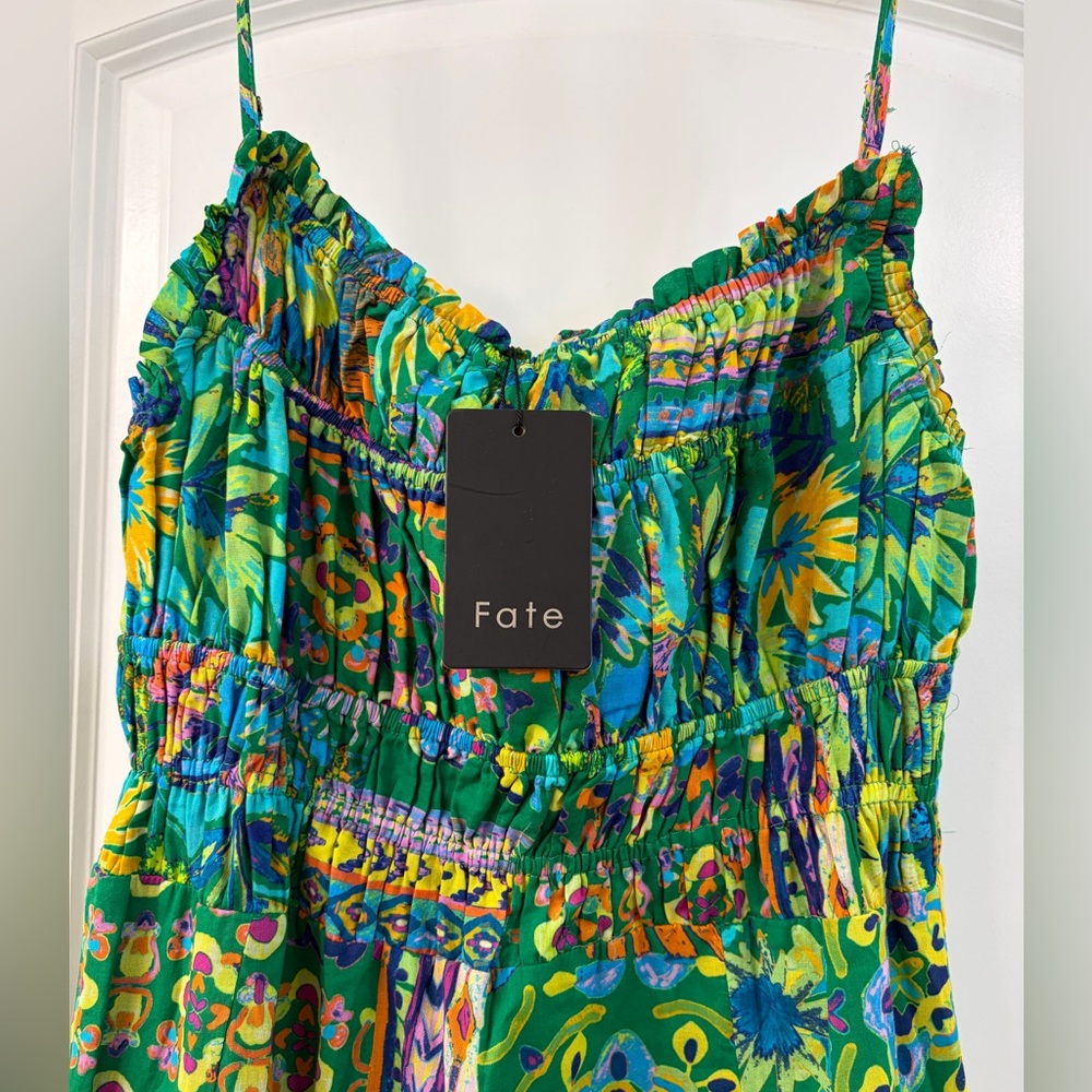 Fate NEW long floral green lined sundress